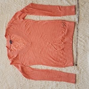 Express V Neck Lightweight Fitted Sweater Coral Peach